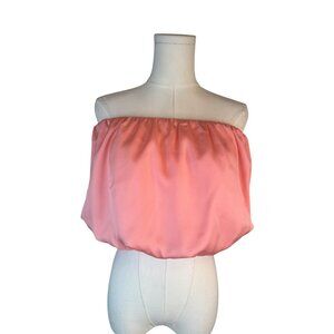 WAYF Off-Shoulder Pink Medium Chiffon Top Dainty
